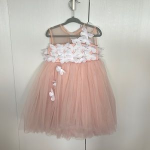 Custom Pink Tulle dress with white butterflies - Toddler